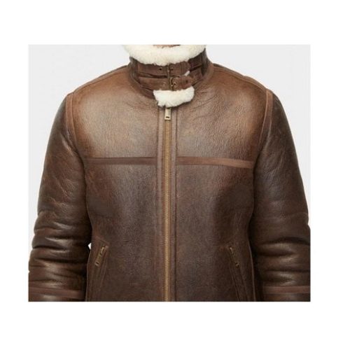 Men sAviatorSheepskinShearlingLeatherJacket2