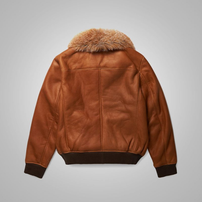 Men sB3BrownFlyingAviatorShearlingBomberJacket4