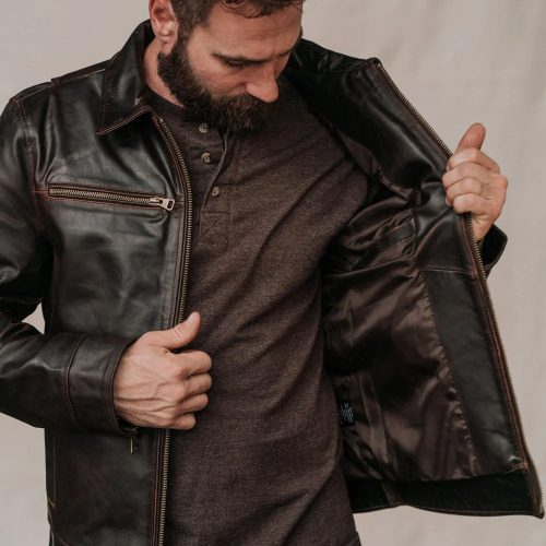 Men sClassicBrownFlightLeatherJacket3