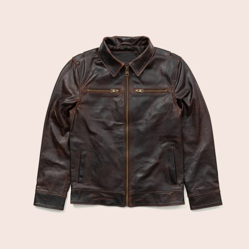 Men sClassicBrownFlightLeatherJacket5