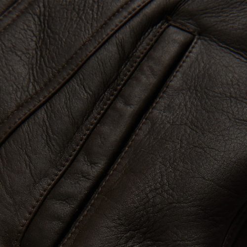 Men sDarkBrownSheepskinFlyingPlainTrcukerJacket3