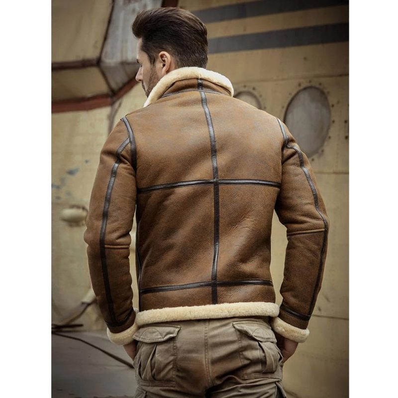 Men sRAFAviatorAirforceSheepskinShearlingLeatherJacket2