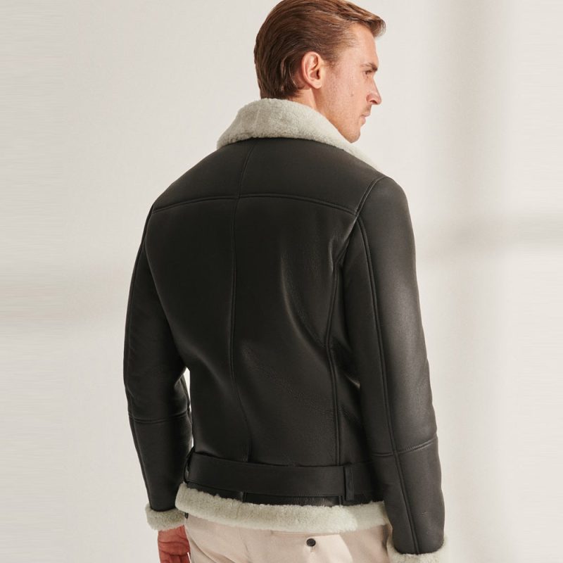 Men sRAFBlackB3SheepskinShearlingAviatorJacket