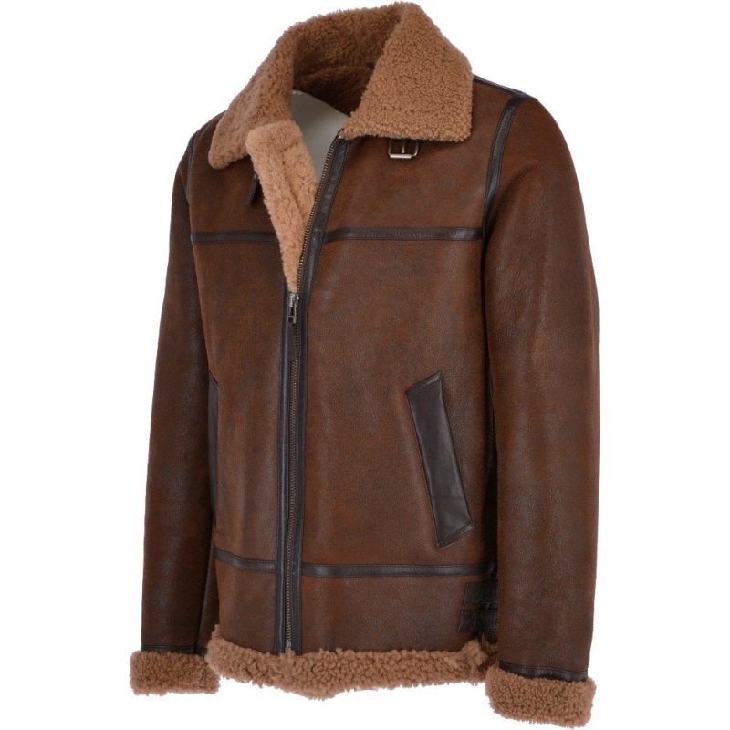 Men sSheepskinLeatherFlyingJacket2