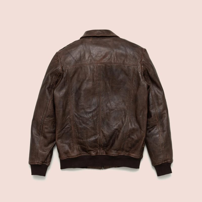 Men sVintageLambskinA2BrownLeatherBomberJacket3