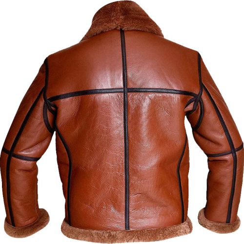 Mens Aviator Bomber Leather Jacket with Fur 3