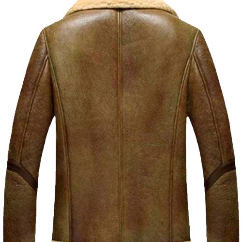 Mens Flight Short Leather Jacket with Fur 1 2