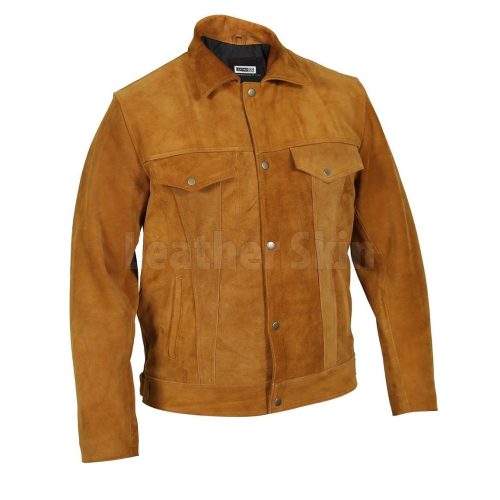 Mens Tan Suede Genuine Leather Jacket 3