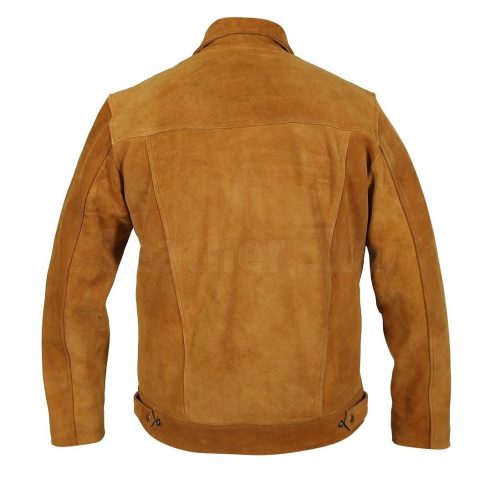 Mens Tan Suede Genuine Leather Jacket 4