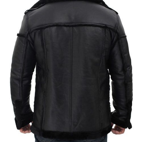 Mens black leather winter jacket