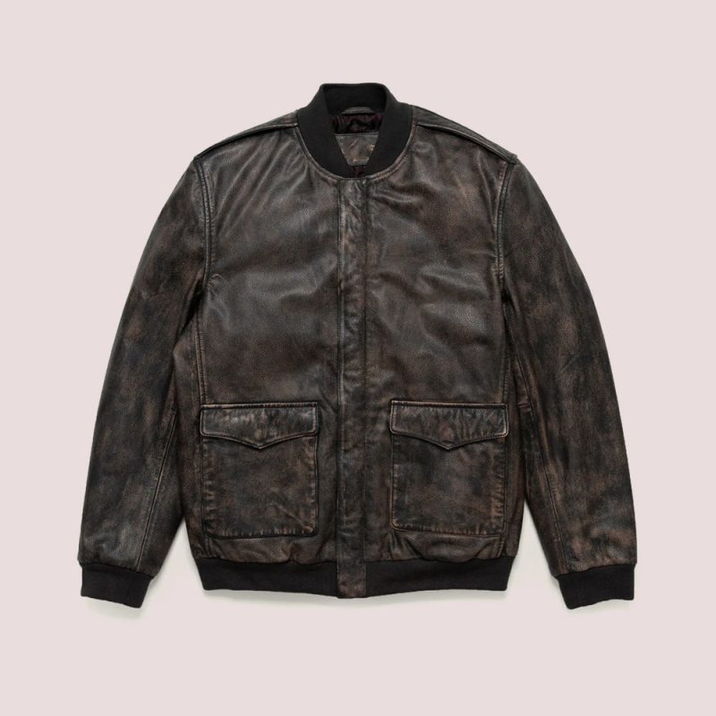 MensB3BlackSheepskinLeatherBomberJacket5