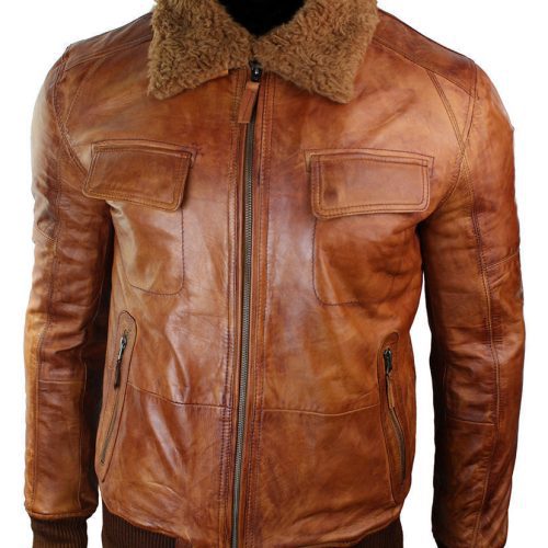 MensB3BomberRustTanBrownRemovableFurCollaraviatorPilotLeatherjacket3