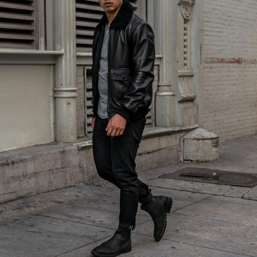 MensBlackG 1FlightLeatherBomberJacket