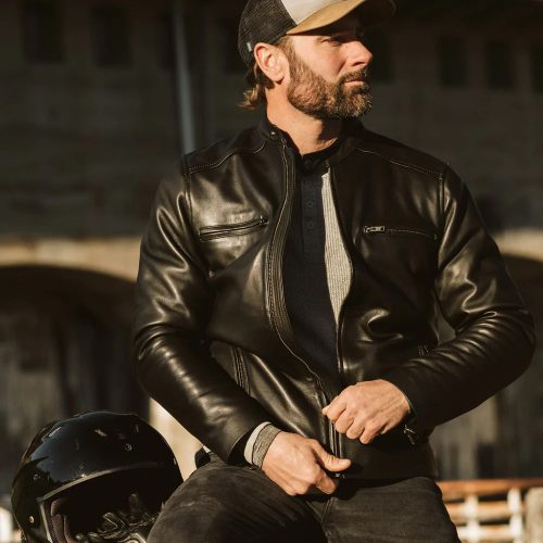 MensBlackLeatherMotoRidingJacket