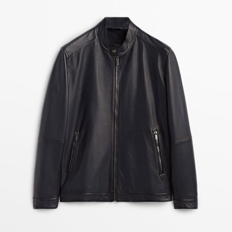 MensBlackPlainBikerJacket