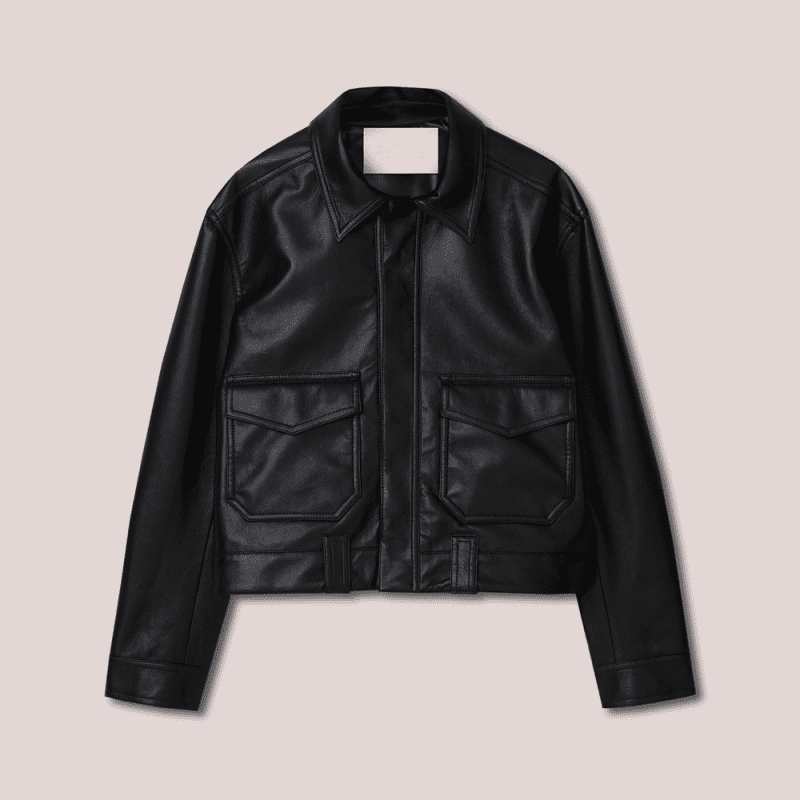 MensBlackSheepskinTruckerStyleLeatherJacket