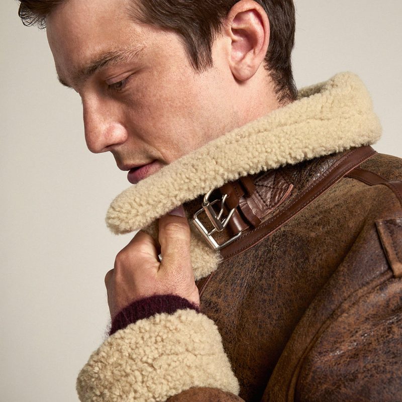 MensBrownDistressedLeatherShearlingJacket3