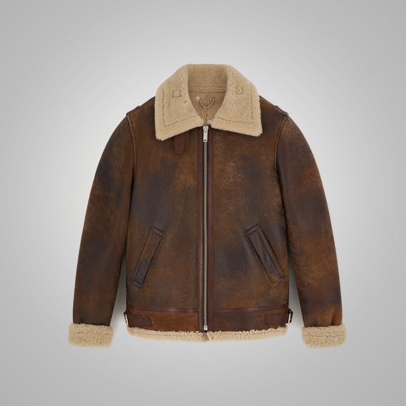 MensBrownDistressedLeatherShearlingJacket4