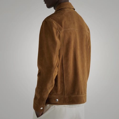 MensBrownSuedeLeatherTruckerJacket