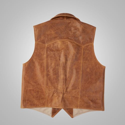 MensBrownWesternCowboyLeatherVest3