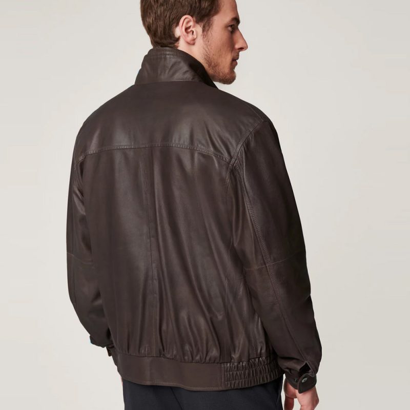 MensClassicBrownAviatorLeatherBomberJacket