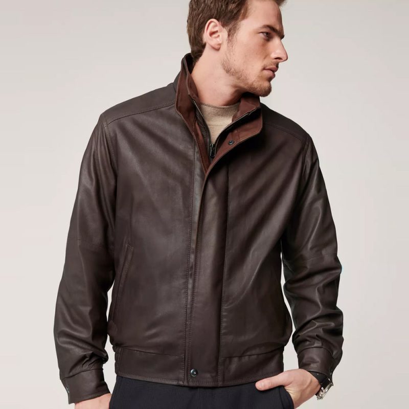 MensClassicBrownAviatorLeatherBomberJacket2