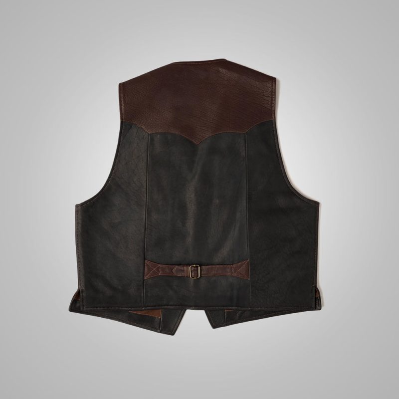 MensMultiColorBrownLeatherVest2