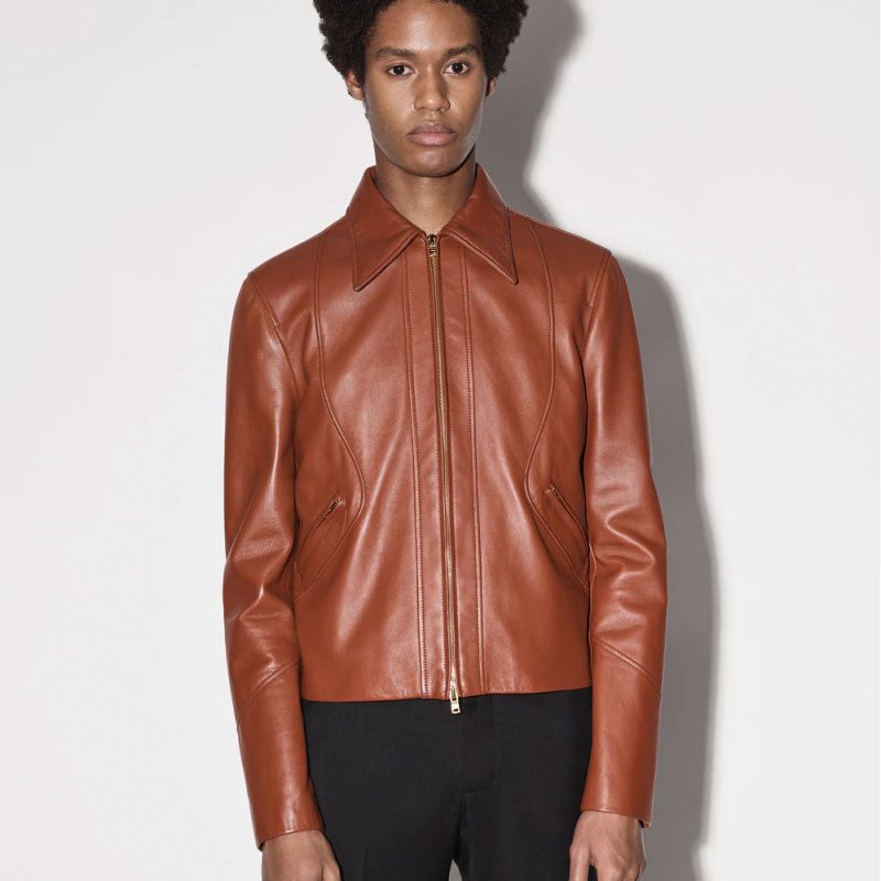 MensRealGoatskinShirtStyleBrownLeatherJacket2