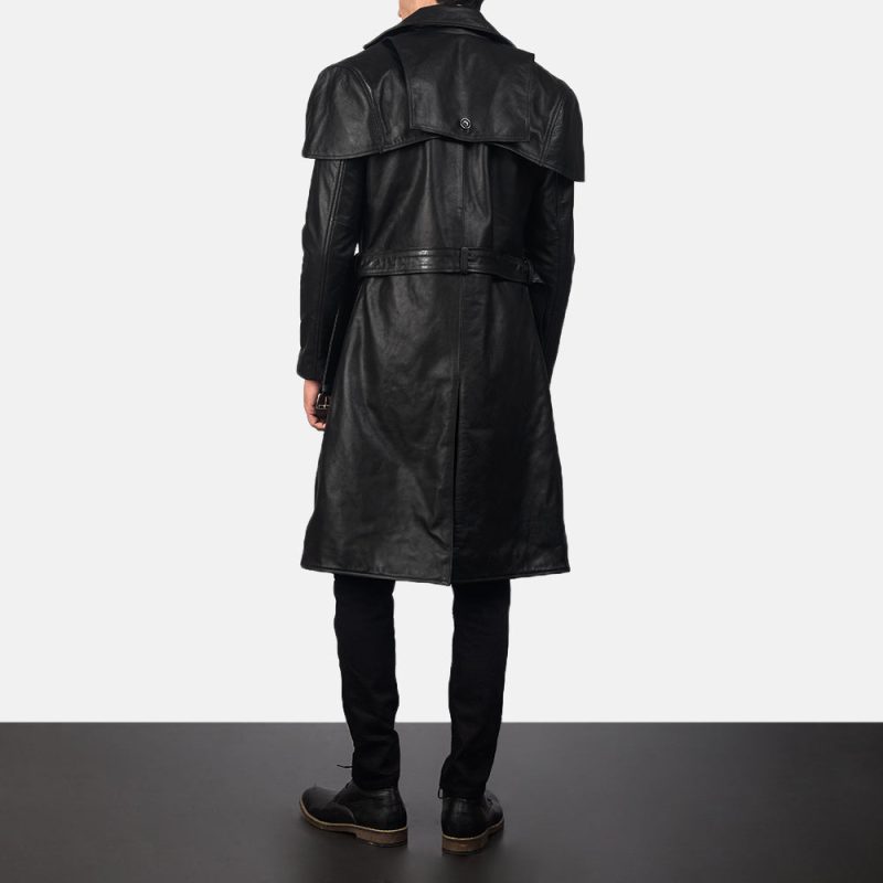 MensShinnyBlackLambskinLeatherDusterCoat2