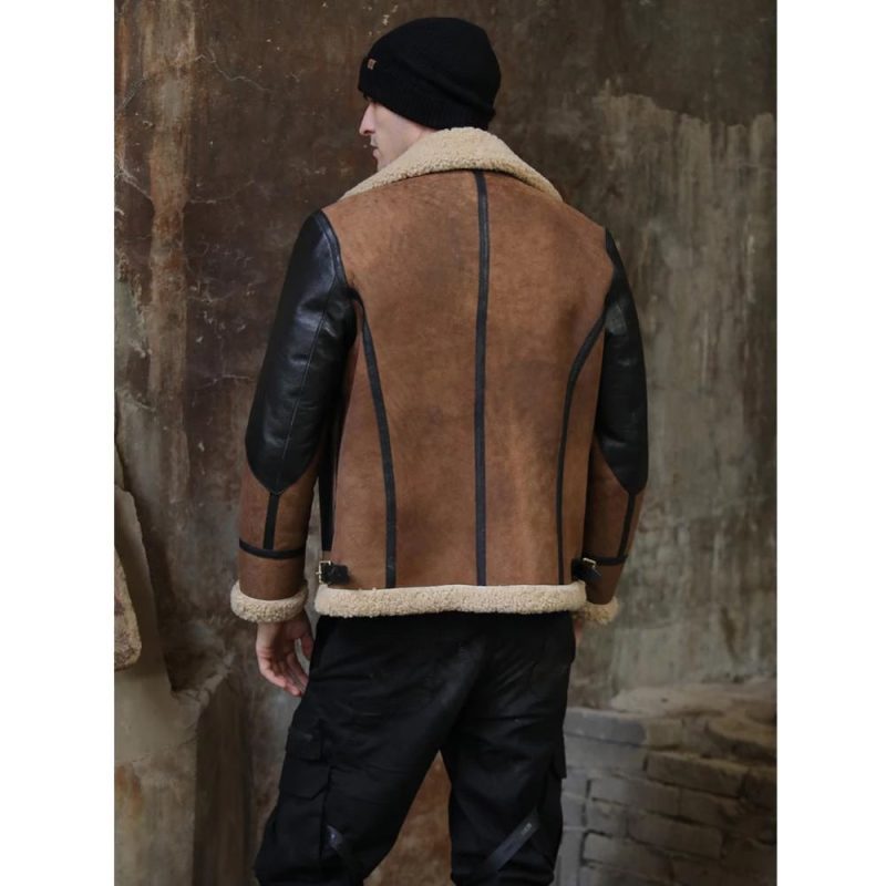 MensTwoToneB3RAFFlyingAviatorSheepskinLeatherJacket