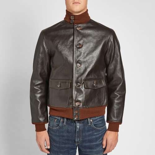 MensVintageBrownA 1FlightLeatherBomberJacket