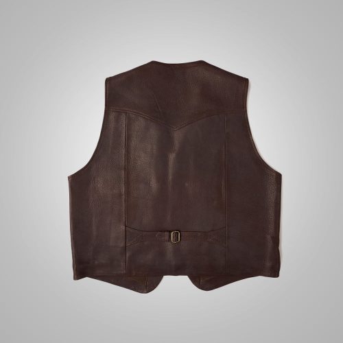 MensWesternStlyeBrownLeatherVest4