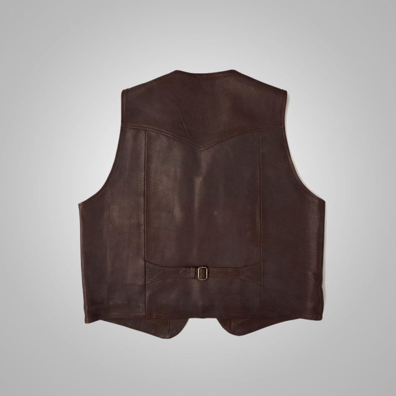 MensWesternStlyeBrownLeatherVest4