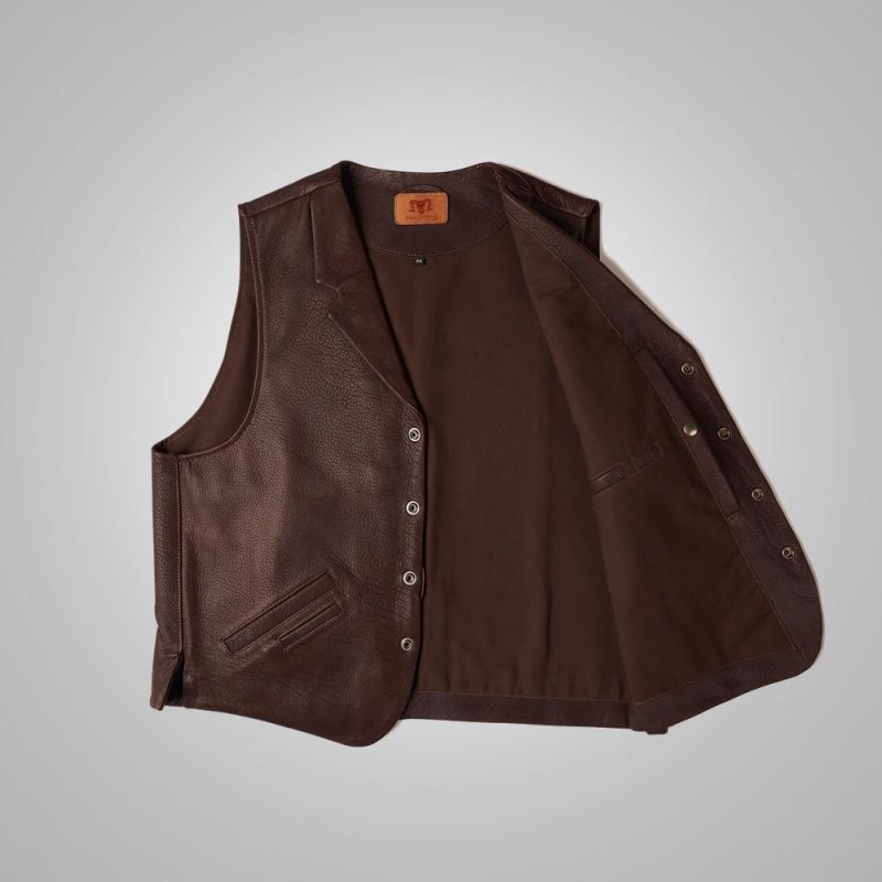 MensWesternStlyeBrownLeatherVest5