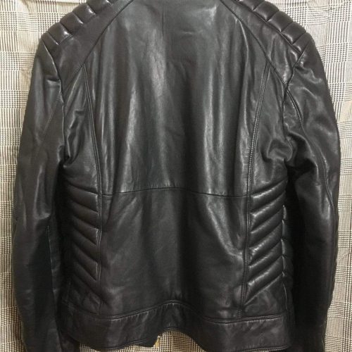 New Versace Golden Silver Studded Mens Black Cowhide Leather Jacket2206