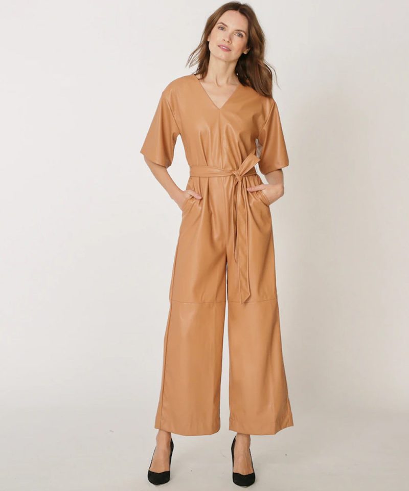 NewWomen sBrownLeatherJumpsuit2