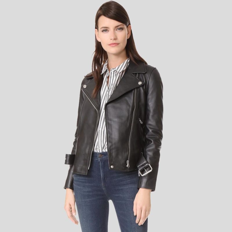 SandraBlackBikerLeatherJacket1