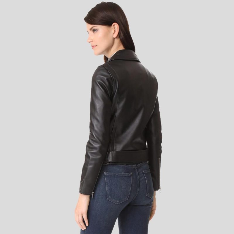 SandraBlackBikerLeatherJacket2