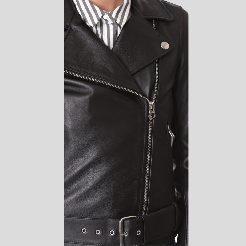 SandraBlackBikerLeatherJacket5