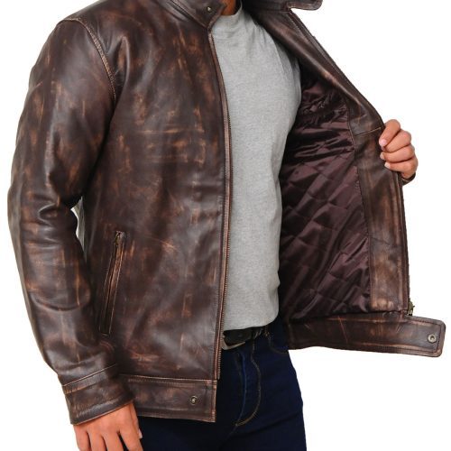 Stylish brown leather jacket