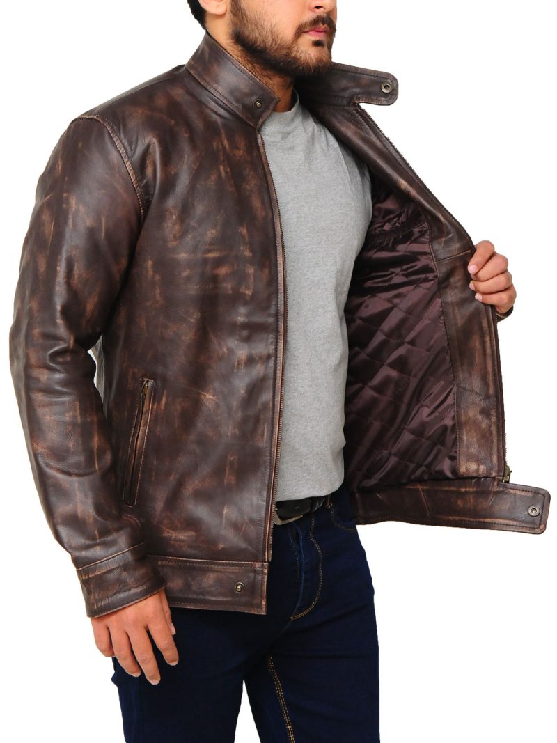 Stylish brown leather jacket