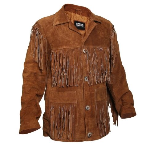 Tawny Suede Leather Jacket with Fringes 3