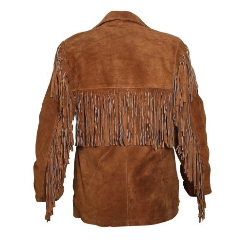 Tawny Suede Leather Jacket with Fringes 4