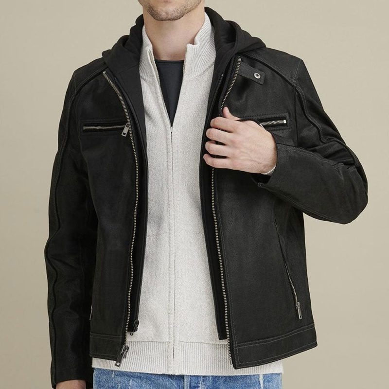 Vintage Hooded Leather Jacket1