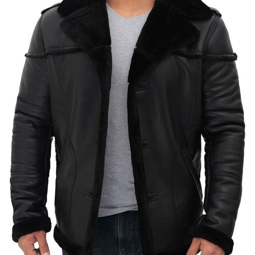 Winter leather jacket for men