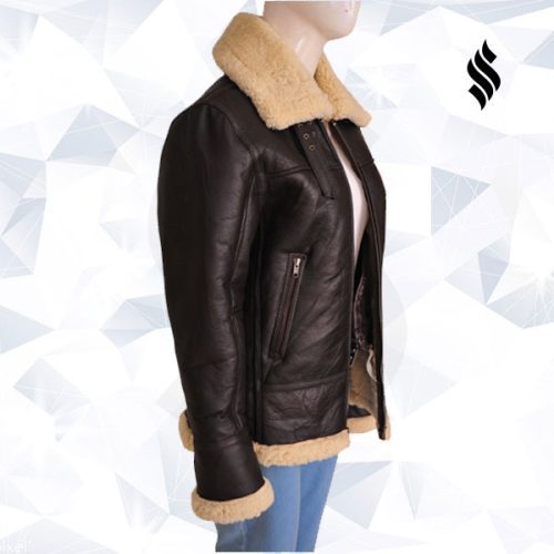 Women Bomber Shearling Aviator Jacket