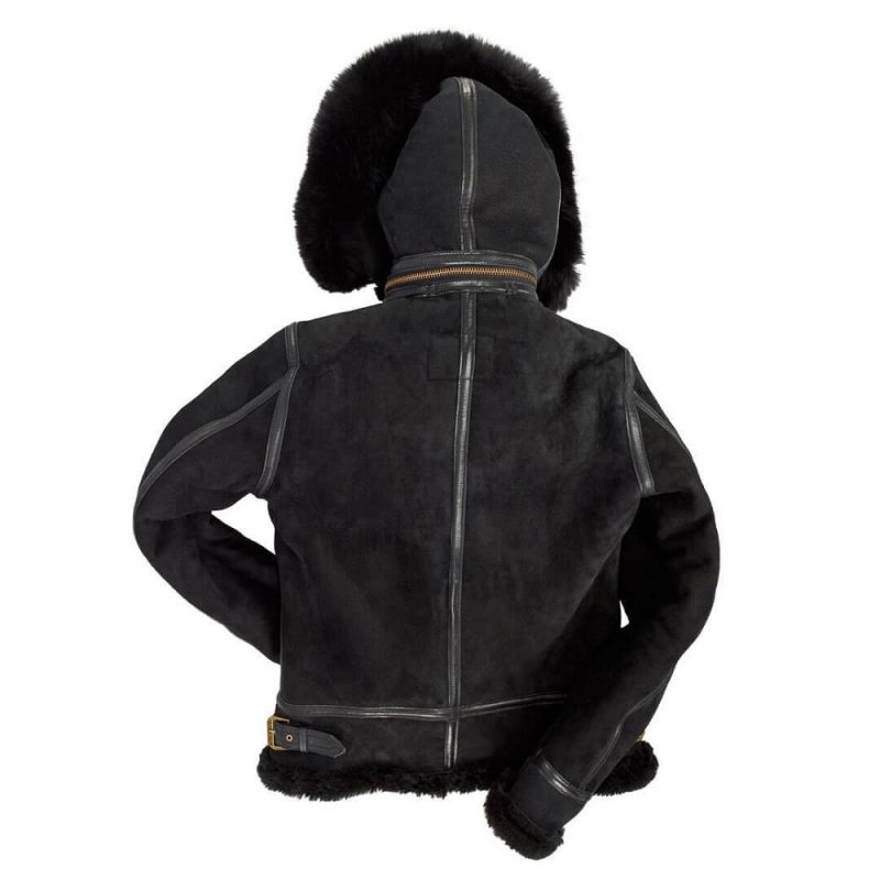 Women Hooded B 3 Black Bomber Jackets