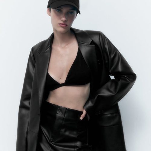 WomenBlackOversizedLeatherCoatBlazer2