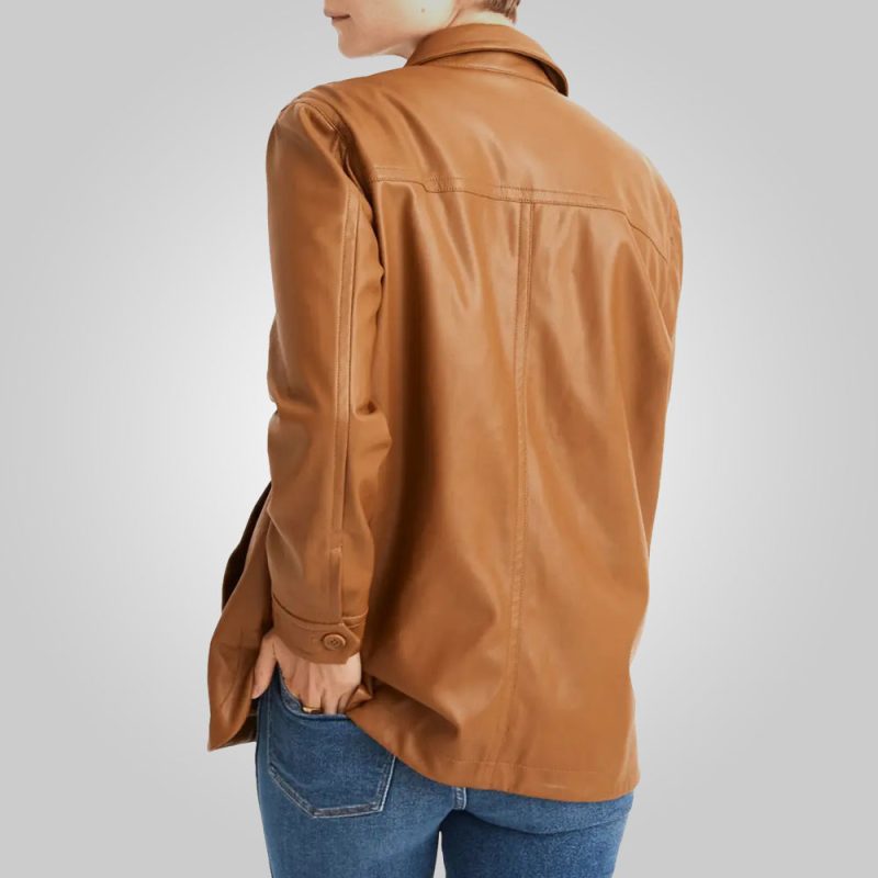 WomenBrownLeatherShirtJacket2