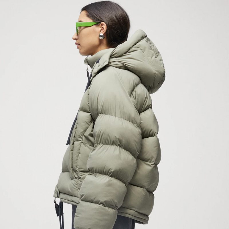 WomenDullGreenPufferJacket2